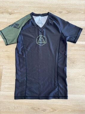 Grace Women’s Black Rash Guard with Olive Accent Sleeve
